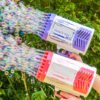 Bubble Gun Rocket 69 Holes Soap Bubbles Machine Gun Shape Automatic Blower With Light Toys For Kids Pomperos